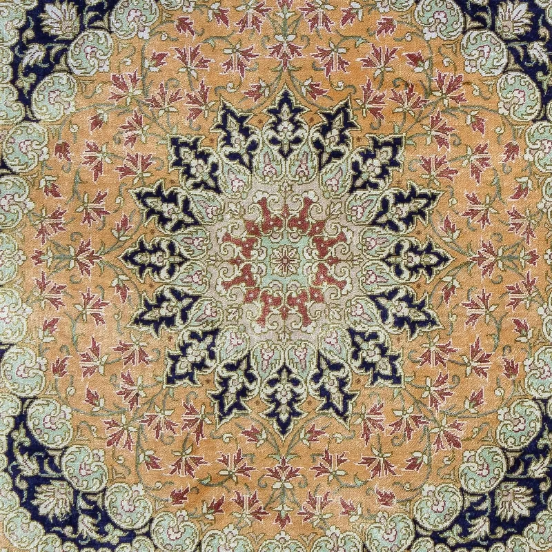 Ghom Teppich 59x93cm - Perserteppich - senfgelb