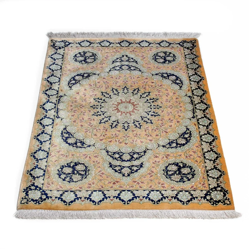 Ghom Teppich 59x93cm - Perserteppich - senfgelb