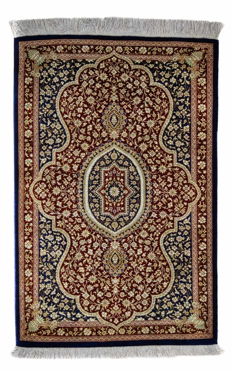 Ghom Teppich 60x93cm - Perserteppich - dunkelblau