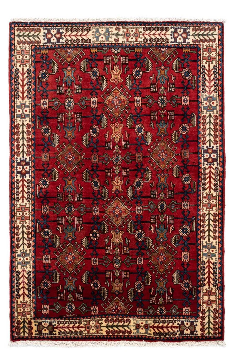 Hosseinabad Teppich 103x155cm - Perserteppich - dunkelrot