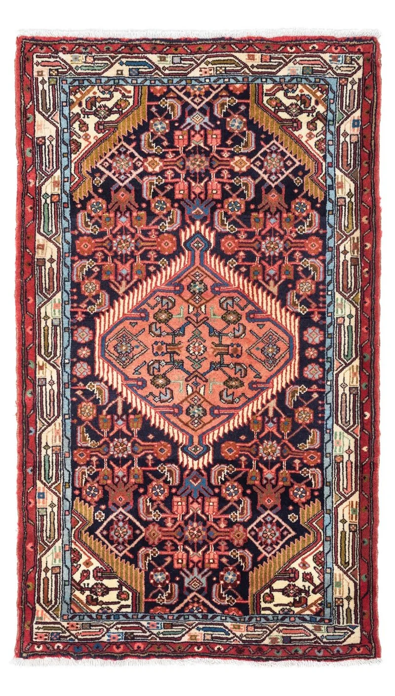 Hosseinabad Teppich 80x125cm - Perserteppich - dunkelblau