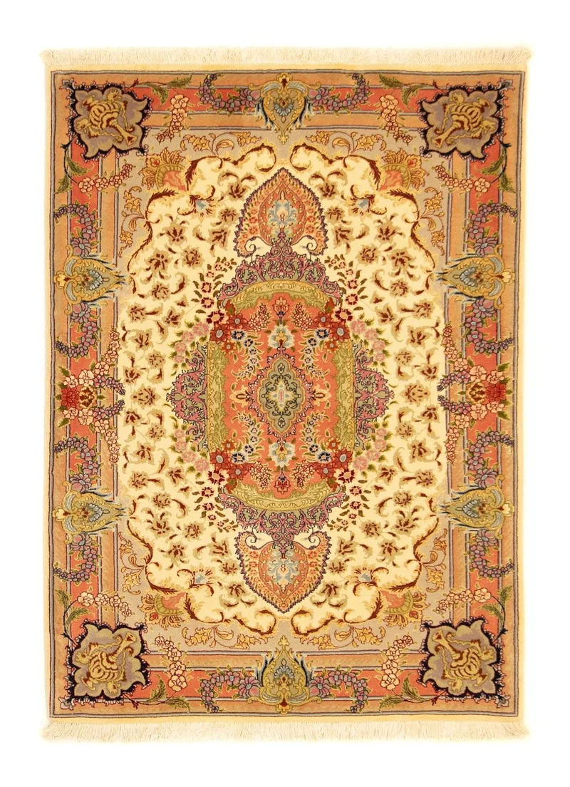 Täbriz - 50 Raj Teppich 101x150cm - Perserteppich - beige