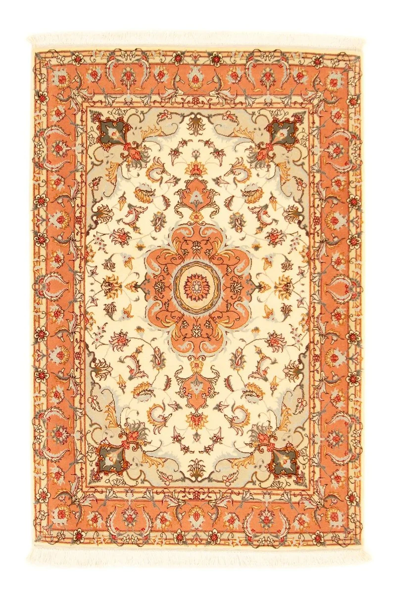 Täbriz - 50 Raj Teppich 102x152cm - Perserteppich - beige