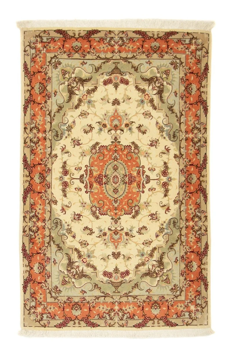 Täbriz - 50 Raj Teppich 100x155cm - Perserteppich - beige