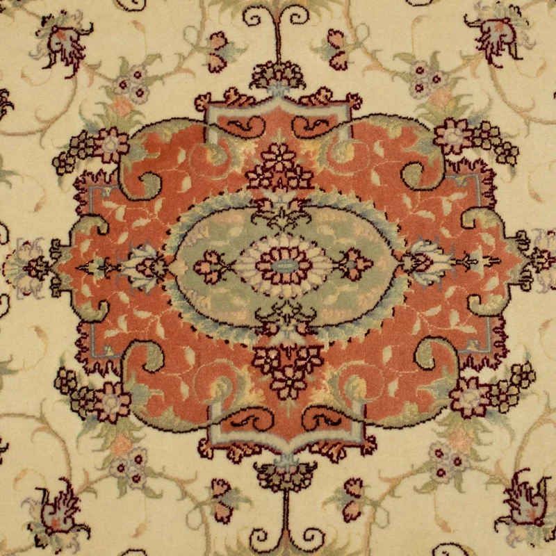 Täbriz - 50 Raj Teppich 100x155cm - Perserteppich - beige