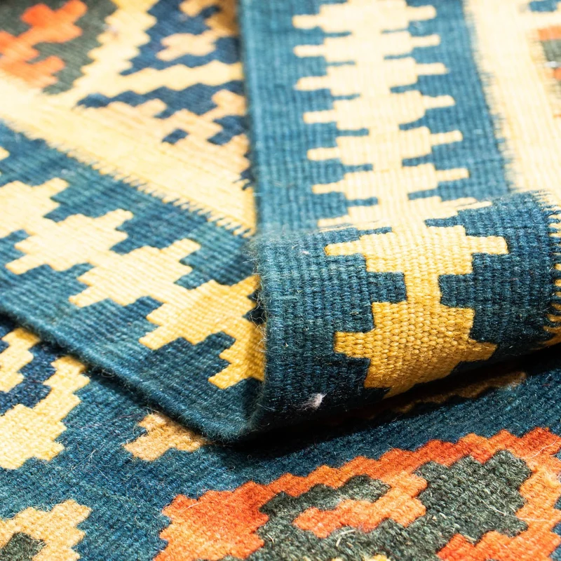 Kelim Fars Teppich 100x107cm - dunkelblau