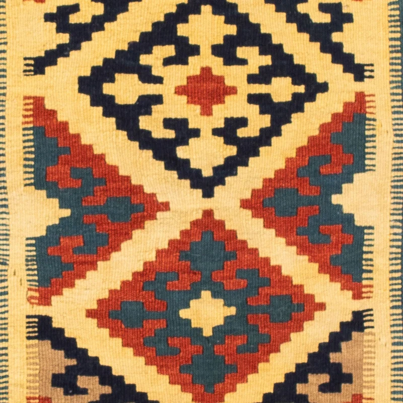 Kelim Fars Teppich 100x100cm - blau