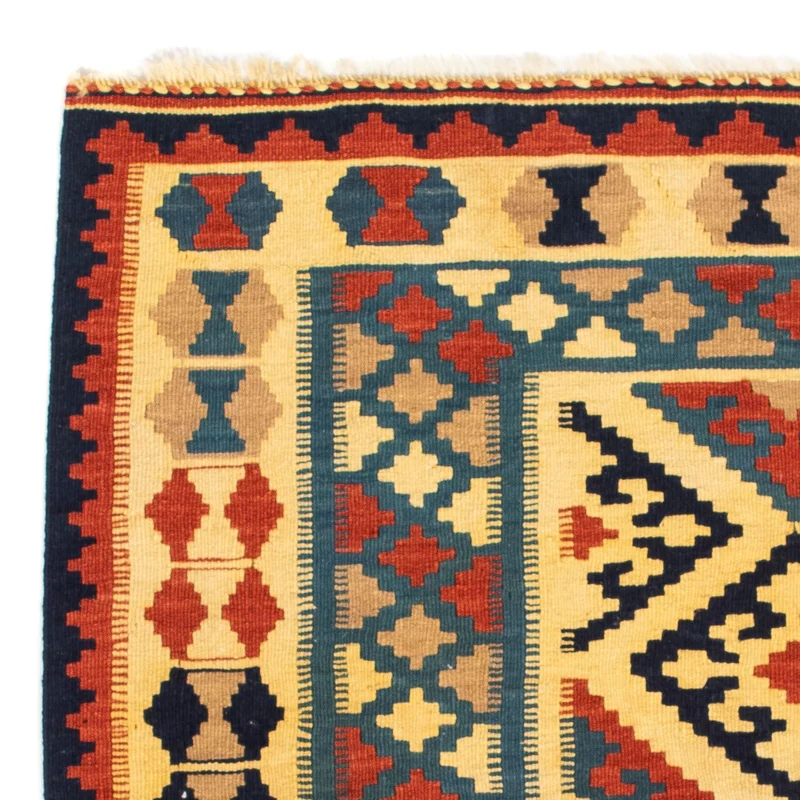 Kelim Fars Teppich 100x100cm - blau