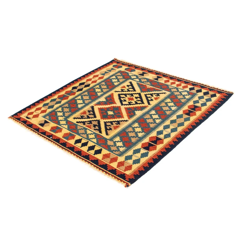 Kelim Fars Teppich 100x100cm - blau