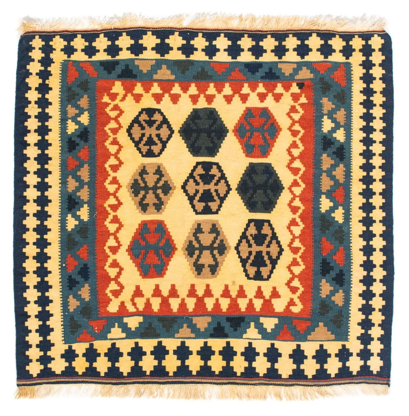 Kelim Fars Teppich 100x103cm - dunkelblau
