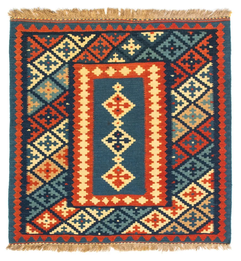 Kelim Fars Teppich 100x100cm - dunkelblau