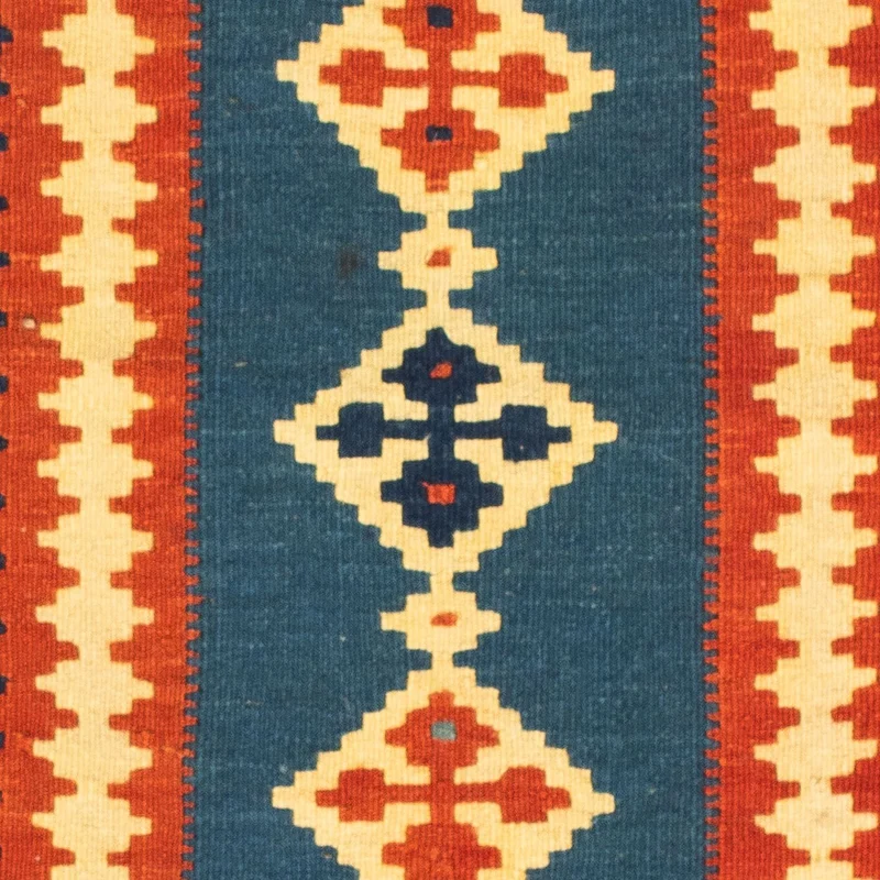 Kelim Fars Teppich 100x100cm - dunkelblau