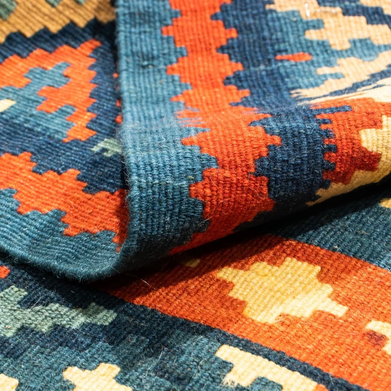 Kelim Fars Teppich 100x100cm - dunkelblau
