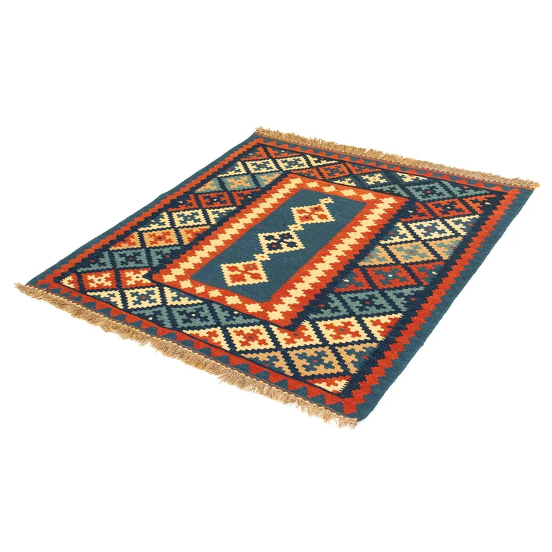 Kelim Fars Teppich 100x100cm - dunkelblau