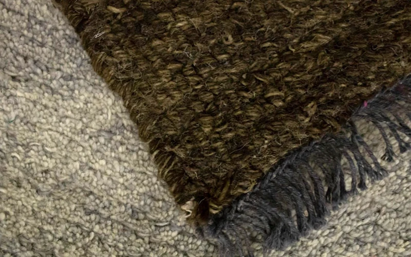 Nepal Teppich 70x140cm - Wollteppich - beige
