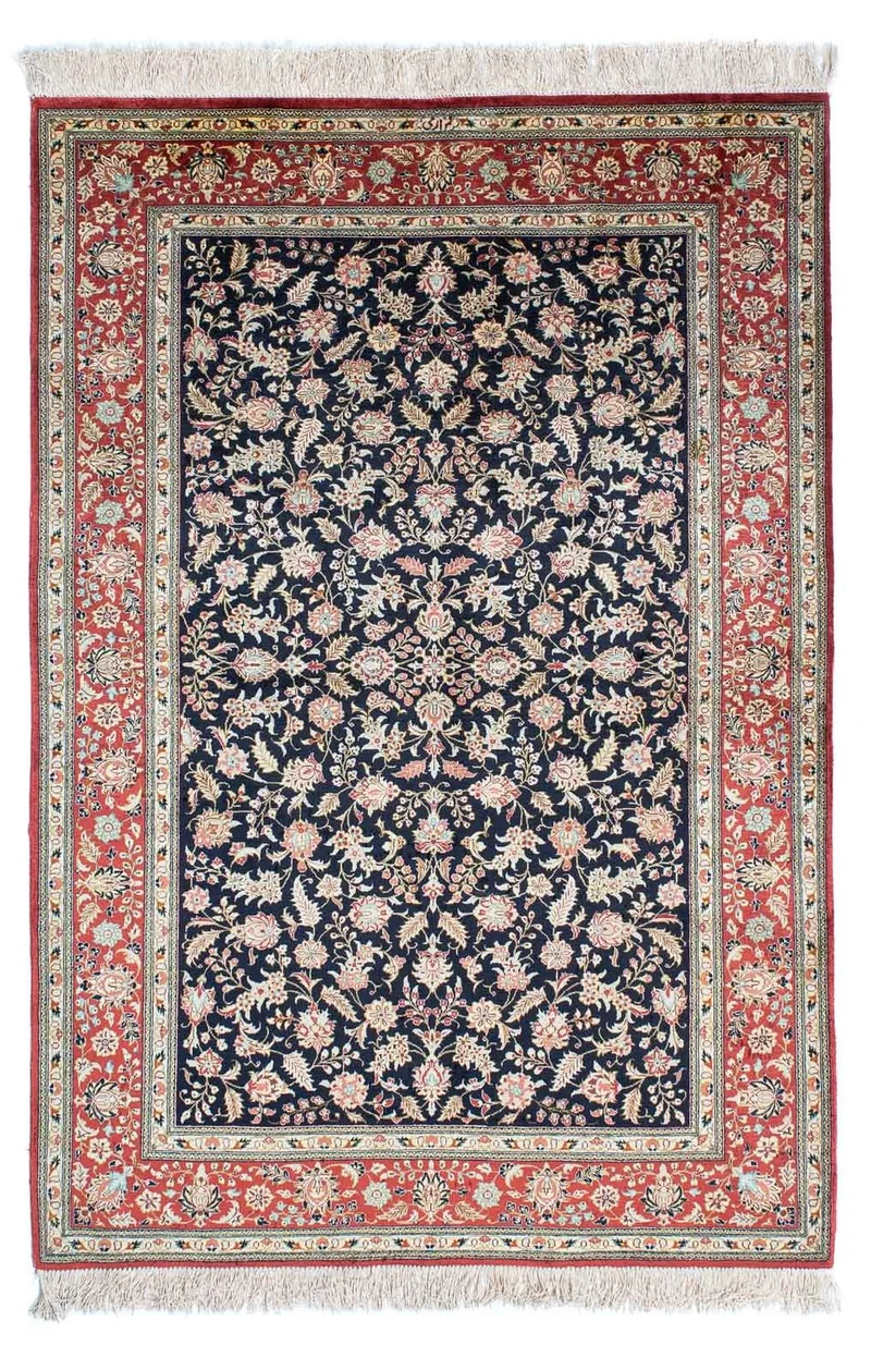 Ghom Teppich 98x148cm - Perserteppich - dunkelblau