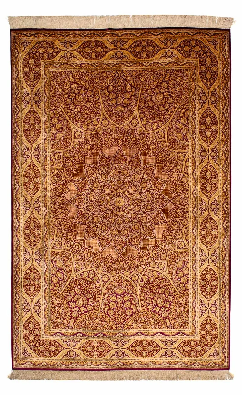 Ghom - Seide Teppich 132x216cm - Perserteppich - dunkelblau