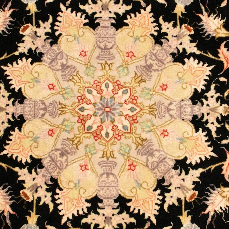 Täbriz - 50 Raj Teppich 101x152cm - Perserteppich - schwarz