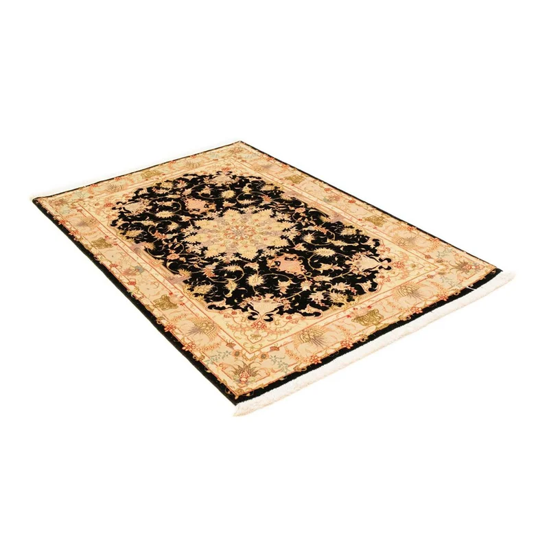 Täbriz - 50 Raj Teppich 101x152cm - Perserteppich - schwarz