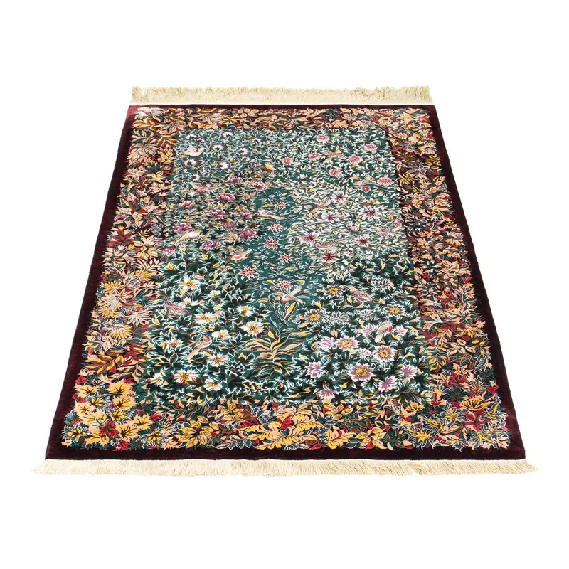 Ghom Teppich 78x120cm - Perserteppich - dunkelrot