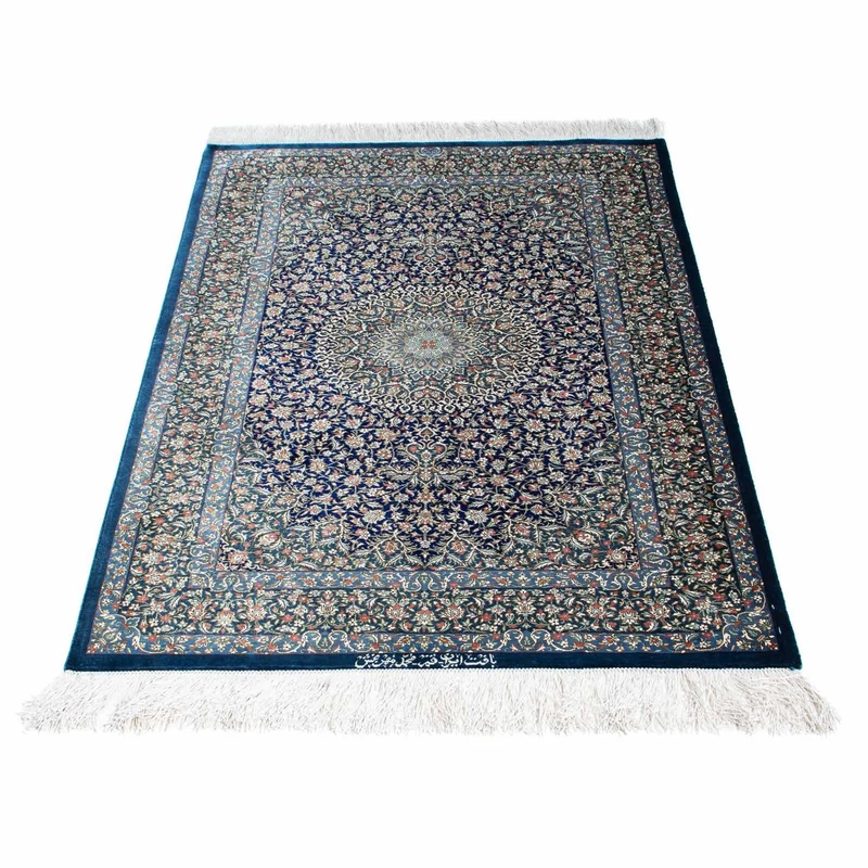Ghom Teppich 78x121cm - Perserteppich - dunkelblau