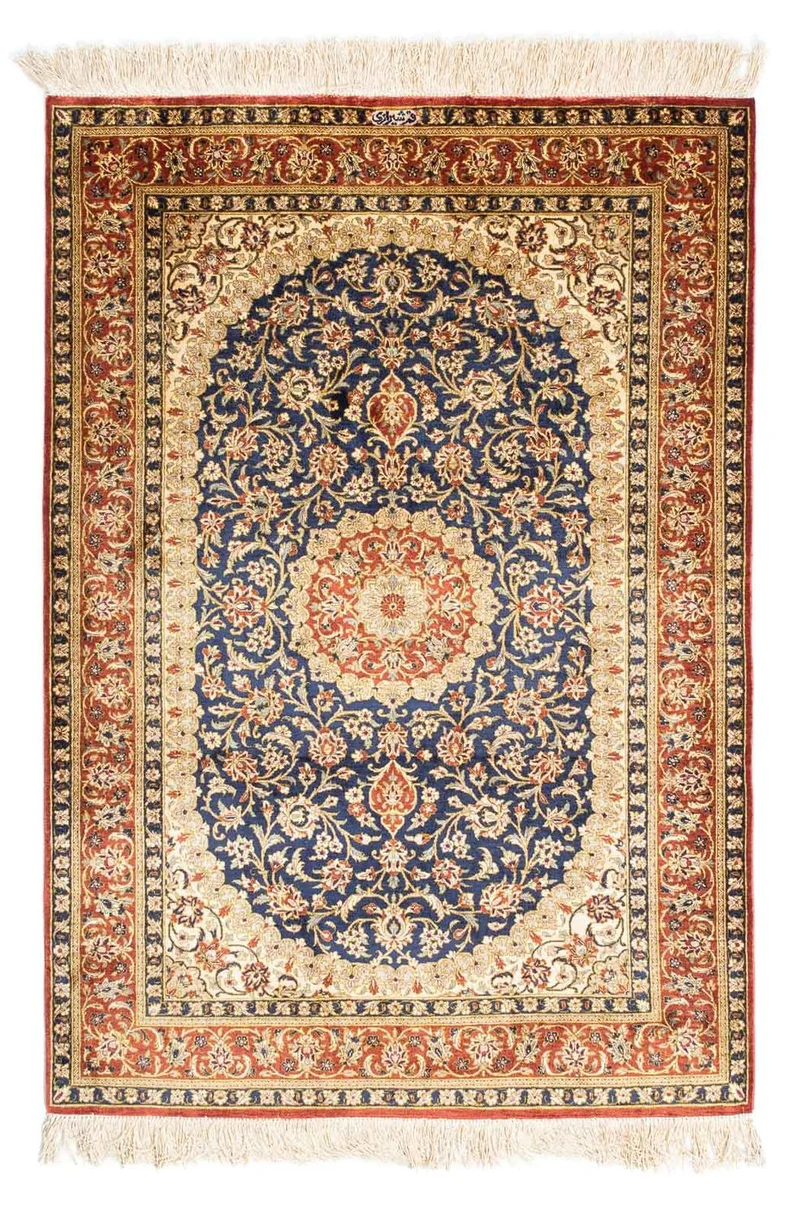 Ghom Teppich 78x116cm - Perserteppich - hellbraun
