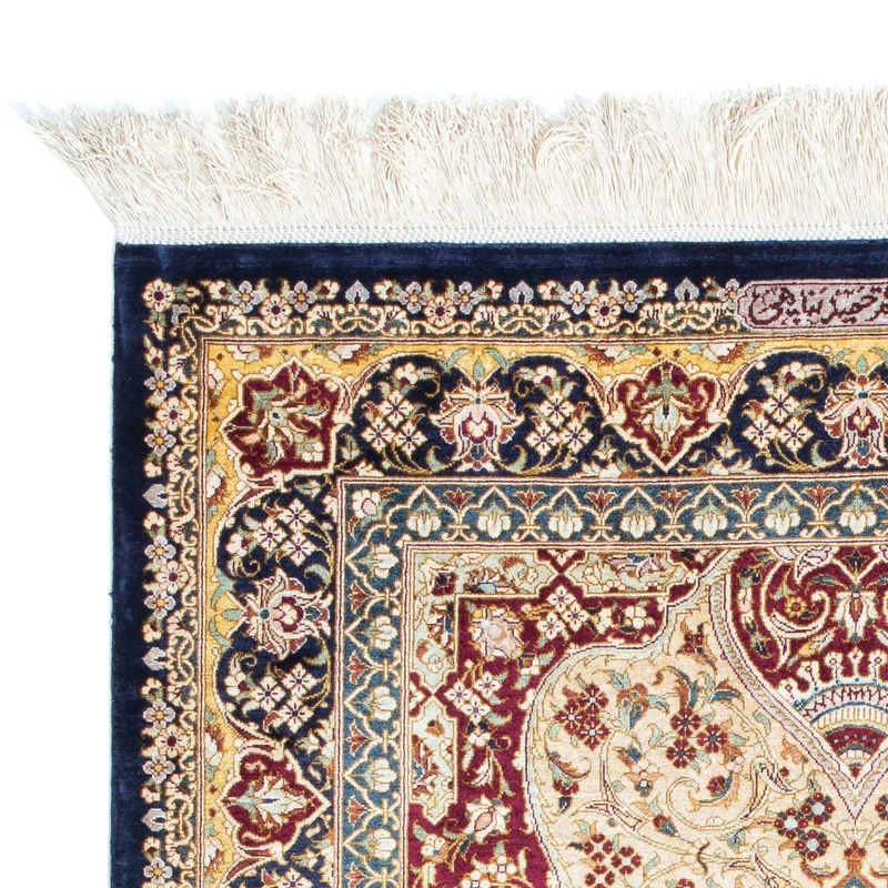 Ghom Teppich 77x123cm - Perserteppich - dunkelblau