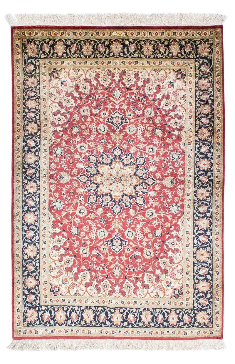 Ghom Teppich 100x151cm - Perserteppich - rot