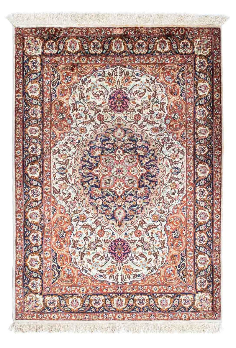 Ghom Teppich 102x148cm - Perserteppich - beige