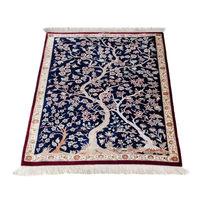 Ghom Teppich 59x87cm - Perserteppich - dunkelblau