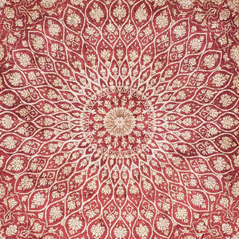 Ghom Teppich 100x151cm - Perserteppich - dunkelrot