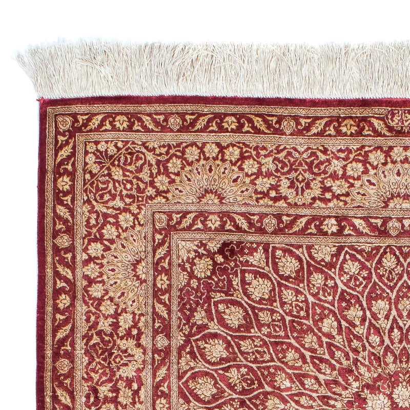 Ghom Teppich 100x151cm - Perserteppich - dunkelrot