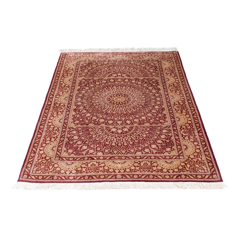 Ghom Teppich 100x151cm - Perserteppich - dunkelrot