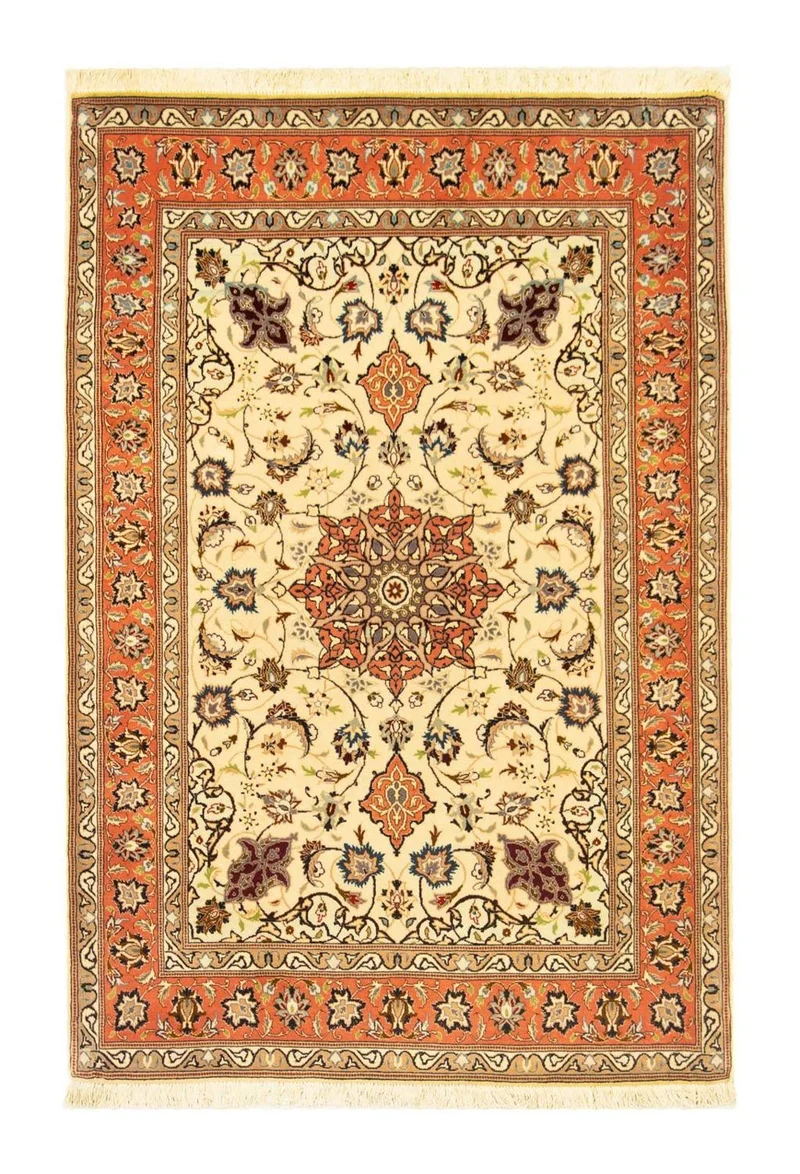 Täbriz - 50 Raj Teppich 102x151cm - Perserteppich - beige