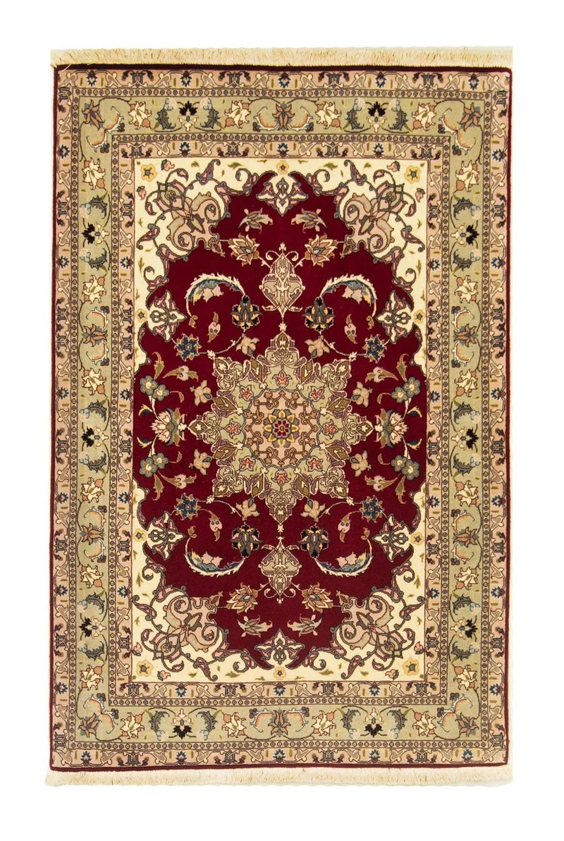 Täbriz - 50 Raj Teppich 99x150cm - Perserteppich - rot
