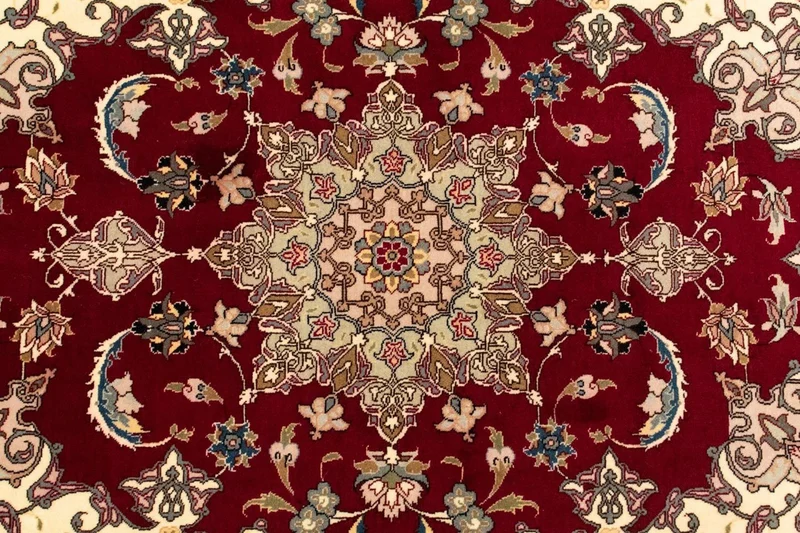 Täbriz - 50 Raj Teppich 99x150cm - Perserteppich - rot