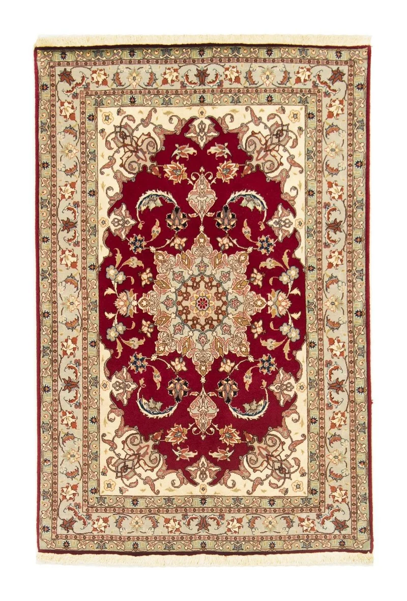 Täbriz - 50 Raj Teppich 100x152cm - Perserteppich - rot