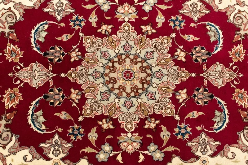 Täbriz - 50 Raj Teppich 100x152cm - Perserteppich - rot