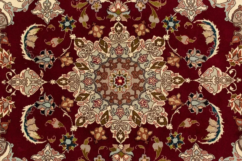 Täbriz - 50 Raj Teppich 101x150cm - Perserteppich - rot
