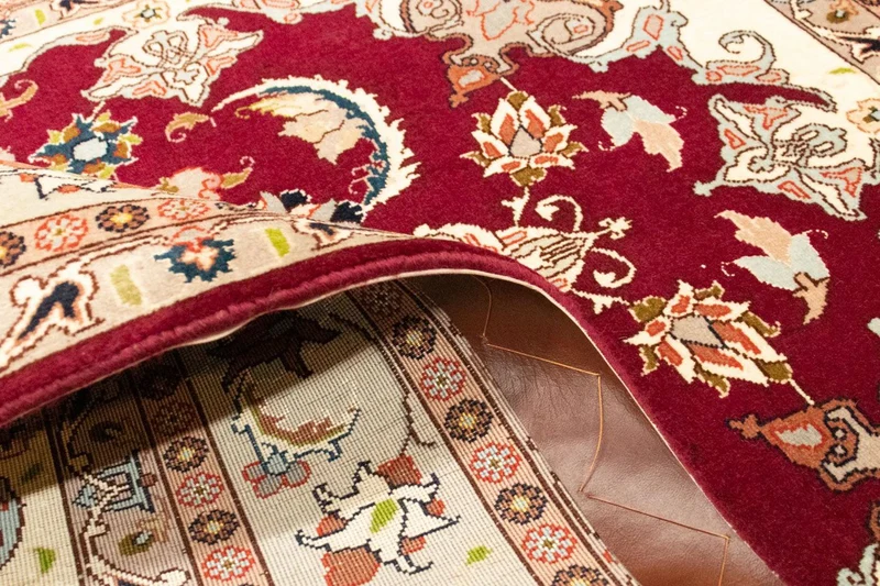 Täbriz - 50 Raj Teppich 101x150cm - Perserteppich - rot