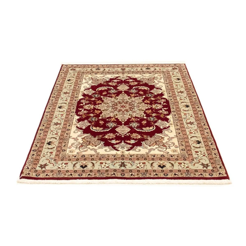 Täbriz - 50 Raj Teppich 101x150cm - Perserteppich - rot
