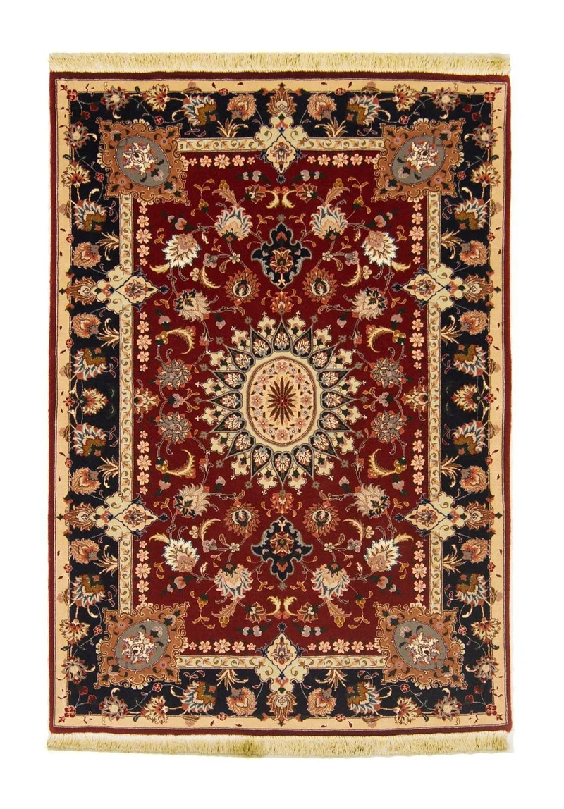 Täbriz - 50 Raj Teppich 102x148cm - Perserteppich - rot