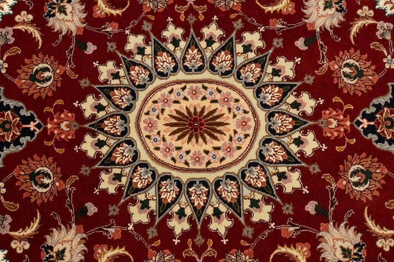 Täbriz - 50 Raj Teppich 102x148cm - Perserteppich - rot