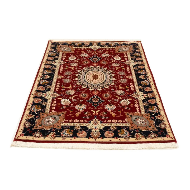 Täbriz - 50 Raj Teppich 102x148cm - Perserteppich - rot