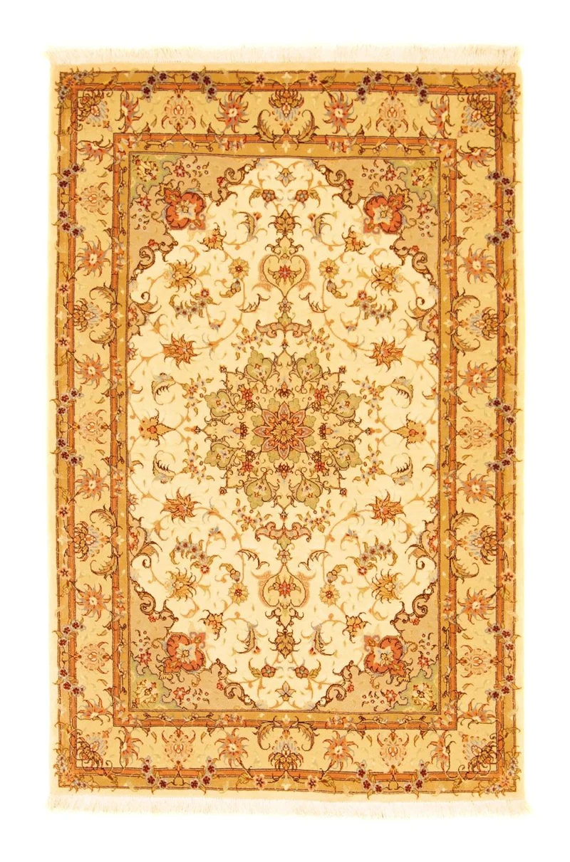 Täbriz - 50 Raj Teppich 102x162cm - Perserteppich - beige
