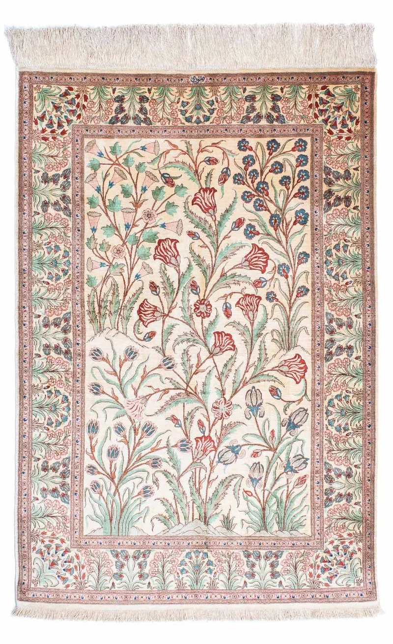 Ghom Teppich 102x156cm - Perserteppich - beige