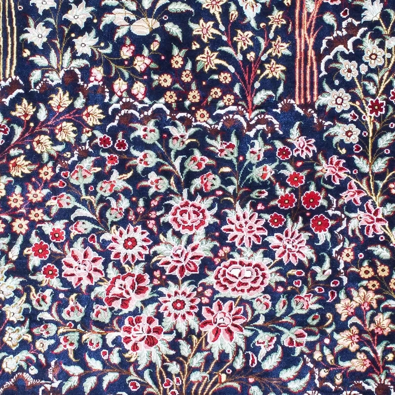 Ghom Teppich 100x152cm - Perserteppich - dunkelblau