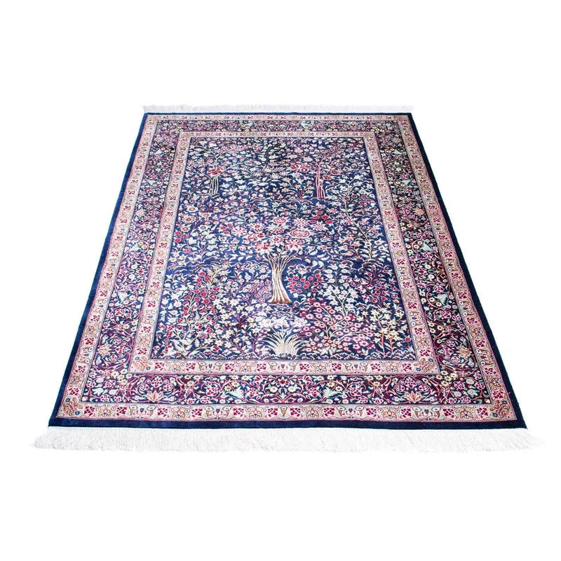 Ghom Teppich 100x152cm - Perserteppich - dunkelblau