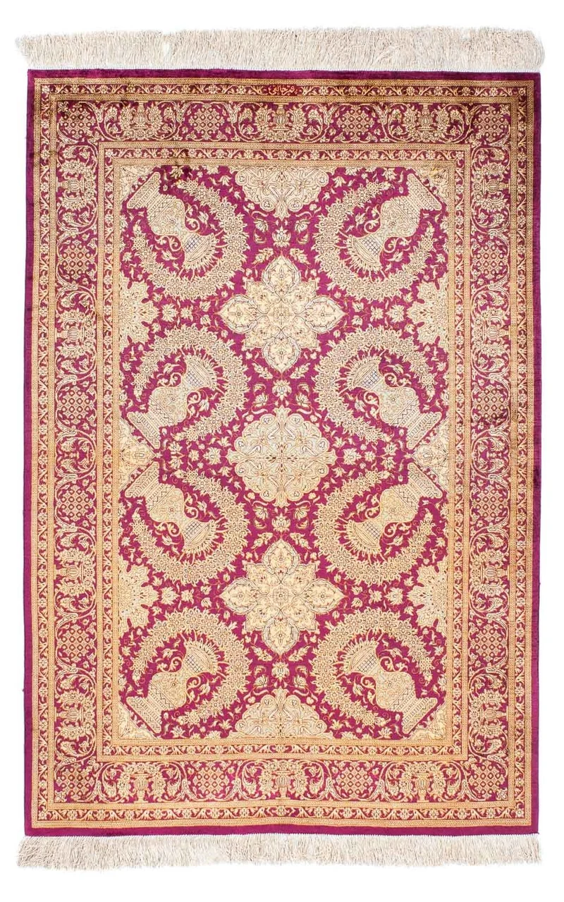 Ghom Teppich 98x148cm - Perserteppich - lila
