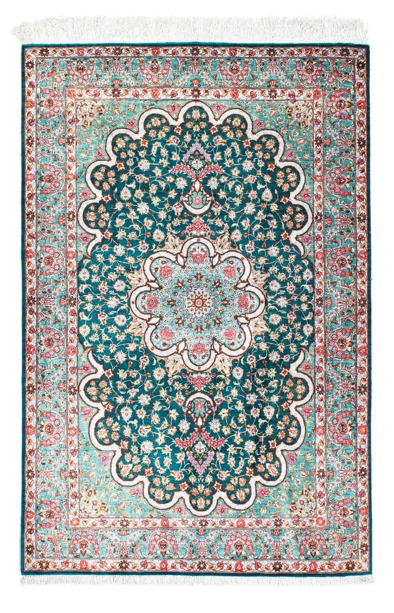 Ghom Teppich 100x152cm - Perserteppich - grün